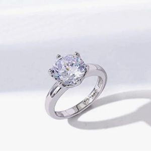 Cubic zirconia solitaire ring, size 6, 3 carats